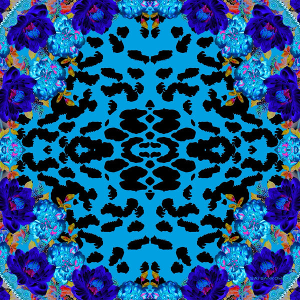 Blue Jezebel Scarf by Sai Sankoh, luxury resort scarf