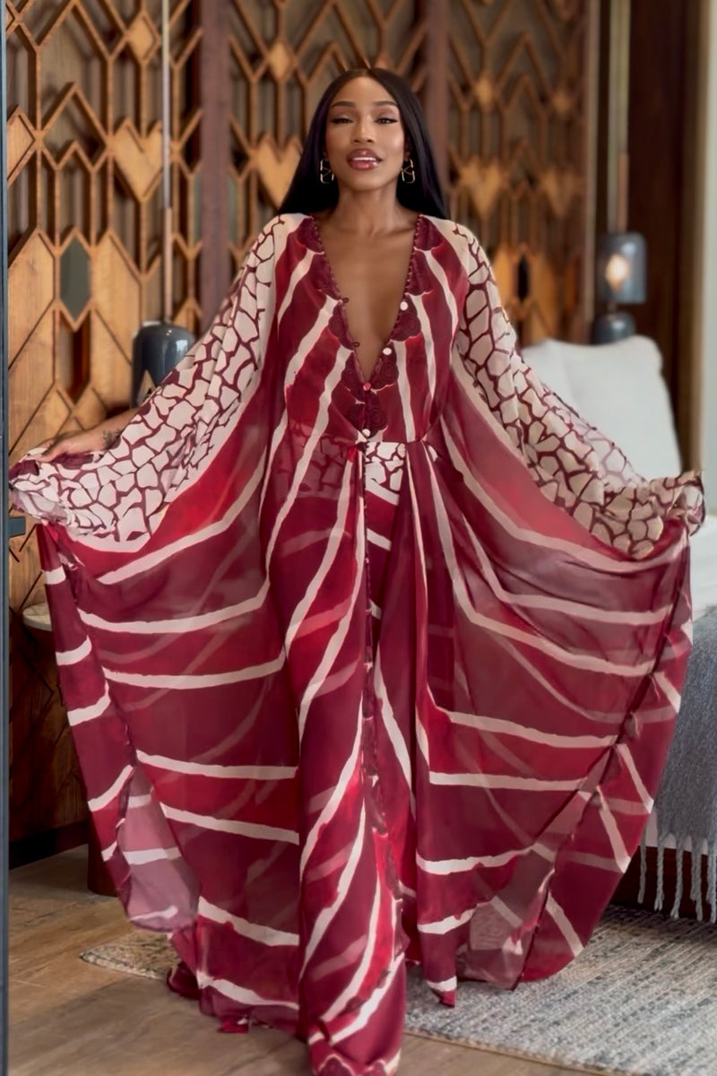 Lava Goddess Kaftan by Sai Sankoh, luxury resort kaftan