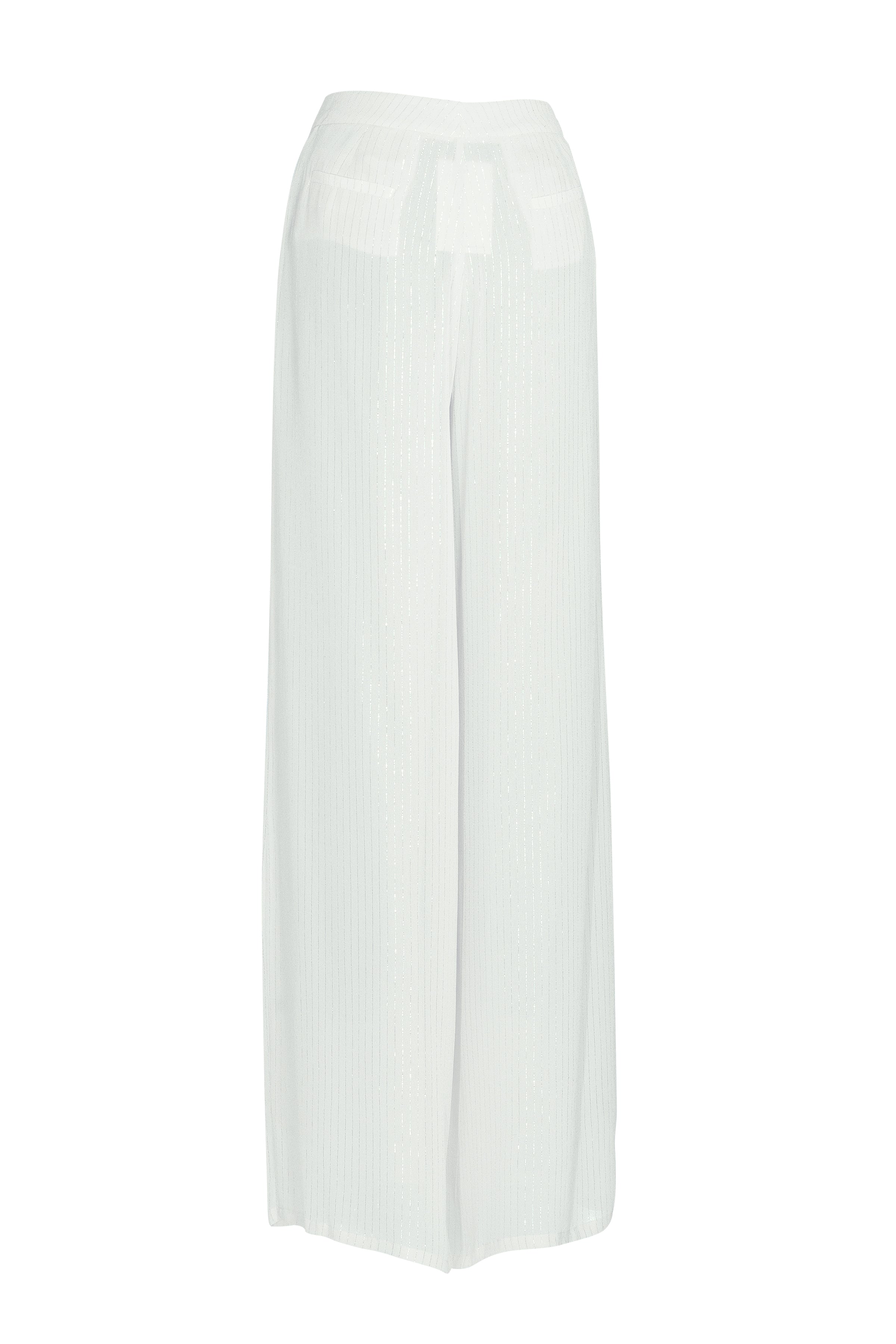 White Lurex Eleanor Pants - saisankoh