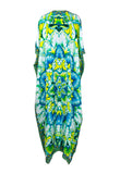 Green Guinevere Long Silk Crepe Embellished Lace Up Kaftan - saisankoh