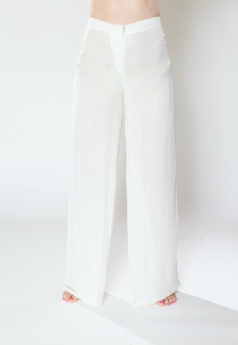 White Lurex Eleanor Pants - saisankoh