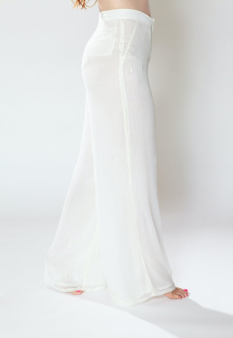 White Lurex Eleanor Pants - saisankoh