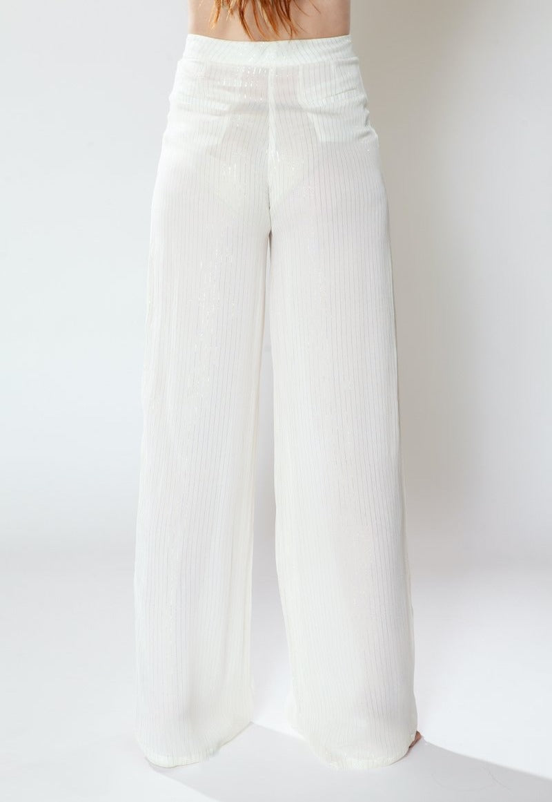 White Lurex Eleanor Pants - saisankoh