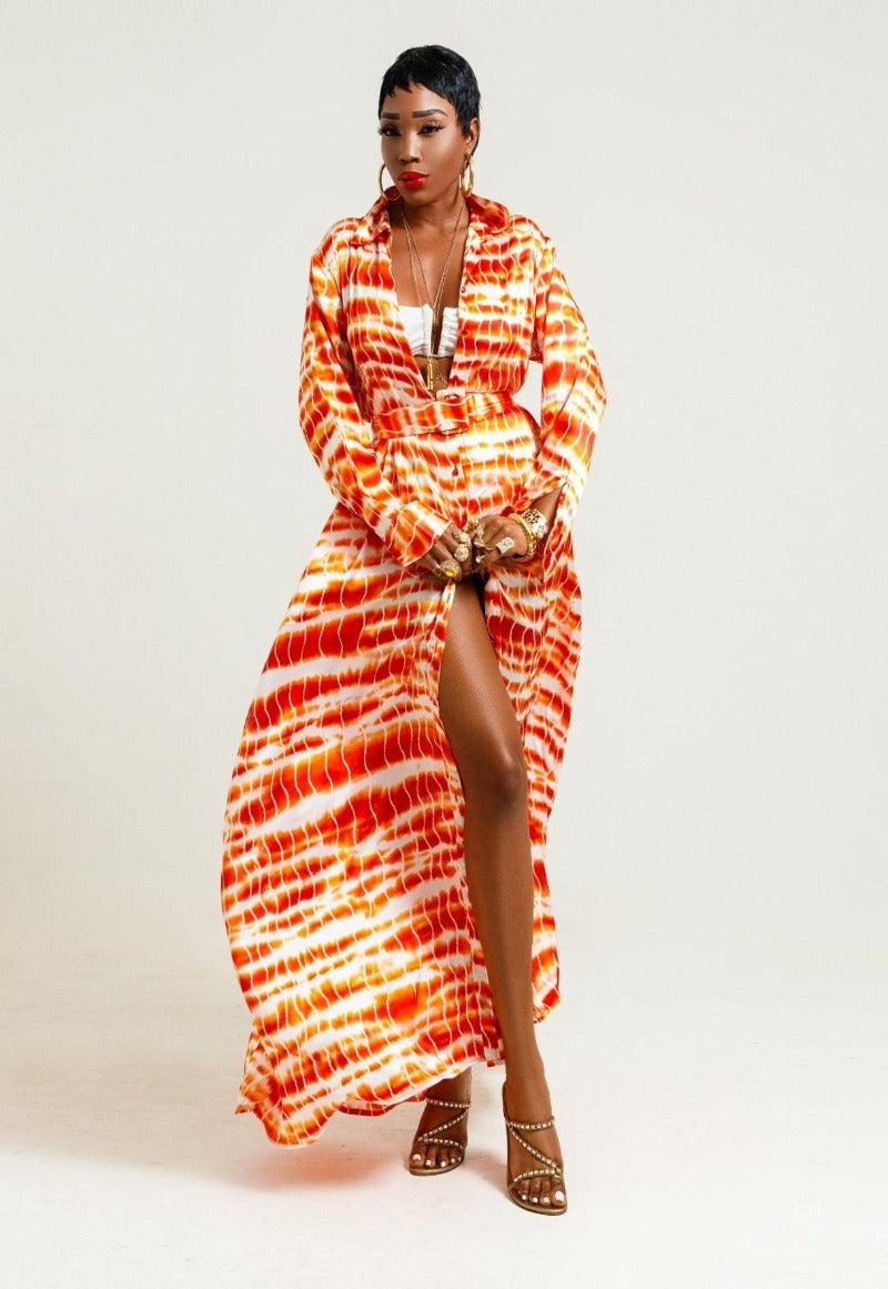 Sai Sankoh Orange Shirt Dress