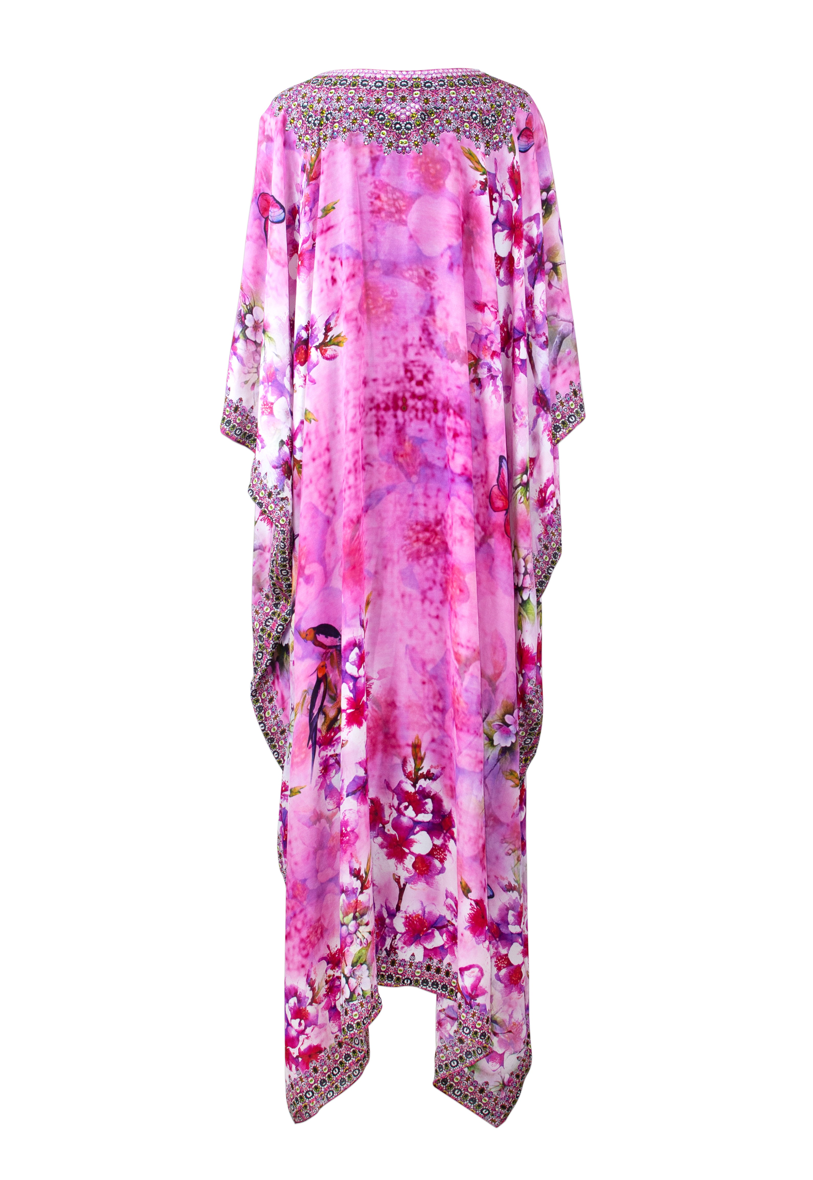 Sonya 54 Inch Silk Crepe Embellished Kaftan