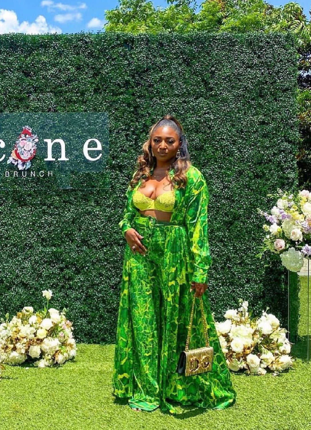 green snake skin pants kaftan