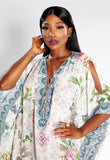 Gloria Long Silk Crepe Lace Up Kaftan - saisankoh