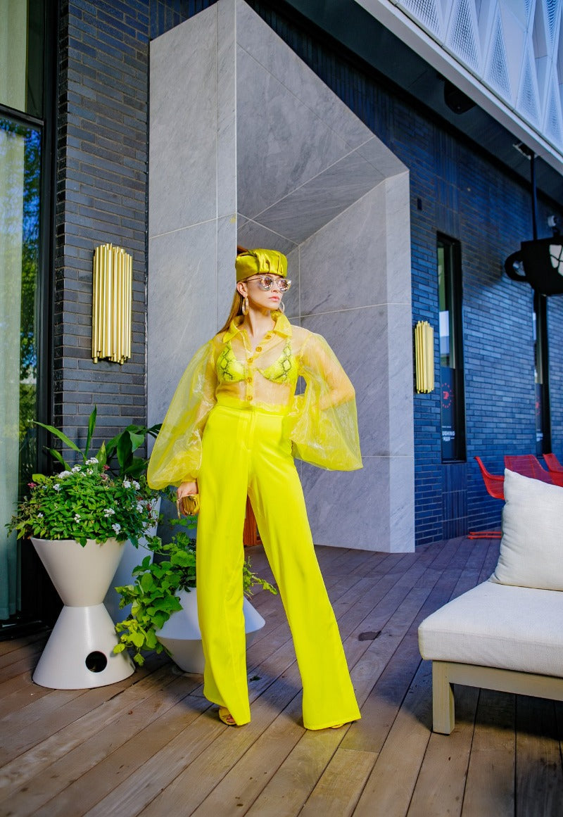 vacation-worthy sheer blouse  yellow fashion