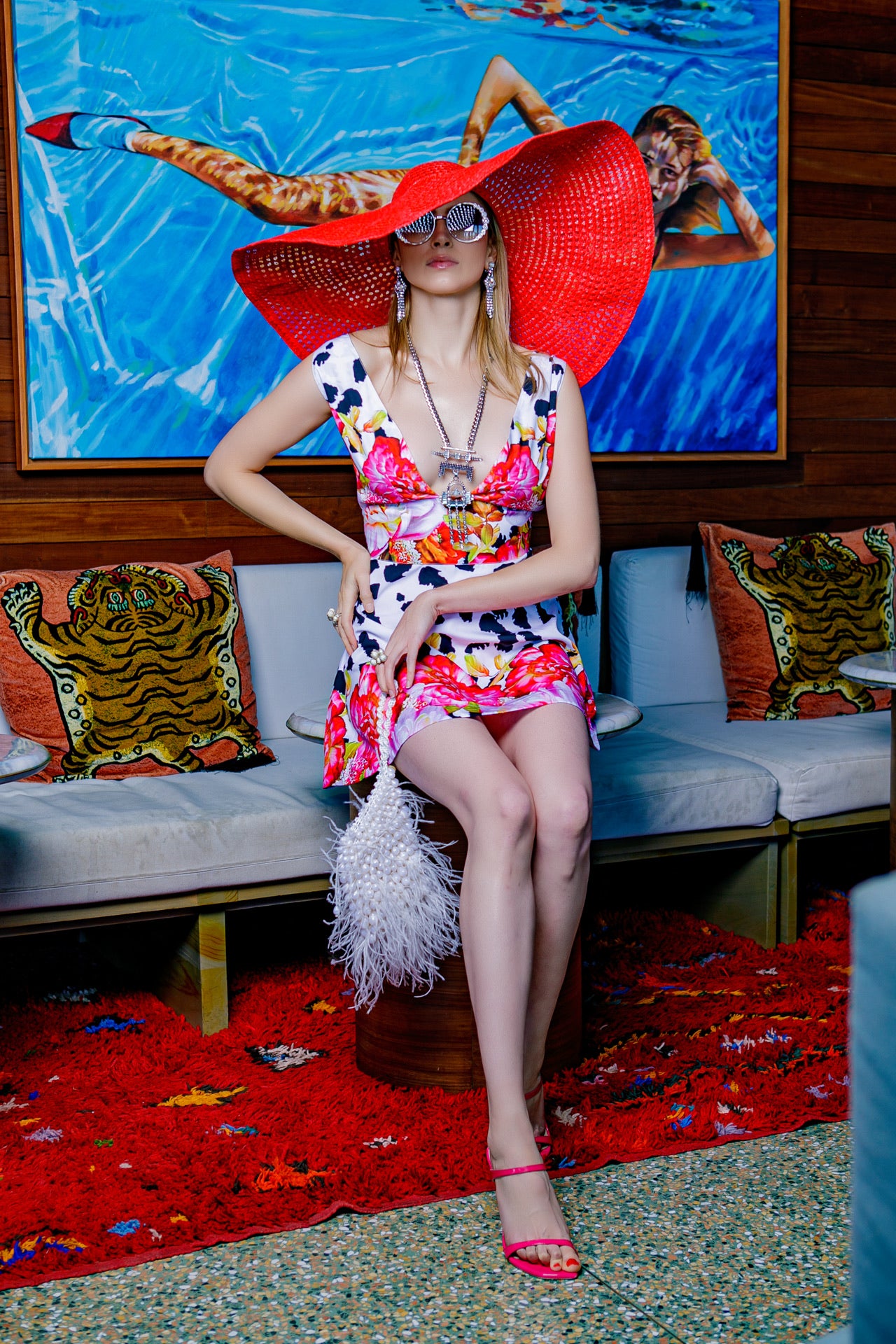 Shiba Print Mini Dress