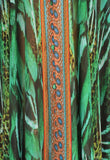 beautiful green silk kaftan with orange trim
