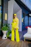 vacation-worthy sheer blouse yellow set