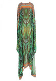 green kaftan from camilla with matching pants