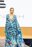 blue and black printed kaftans with florals for maldives