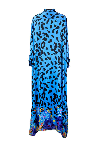 blue leopard shirt dress Morttic Women's Elegant V-Neck Leopard Print Dress