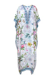 Gloria Long Silk Crepe Lace Up Kaftan