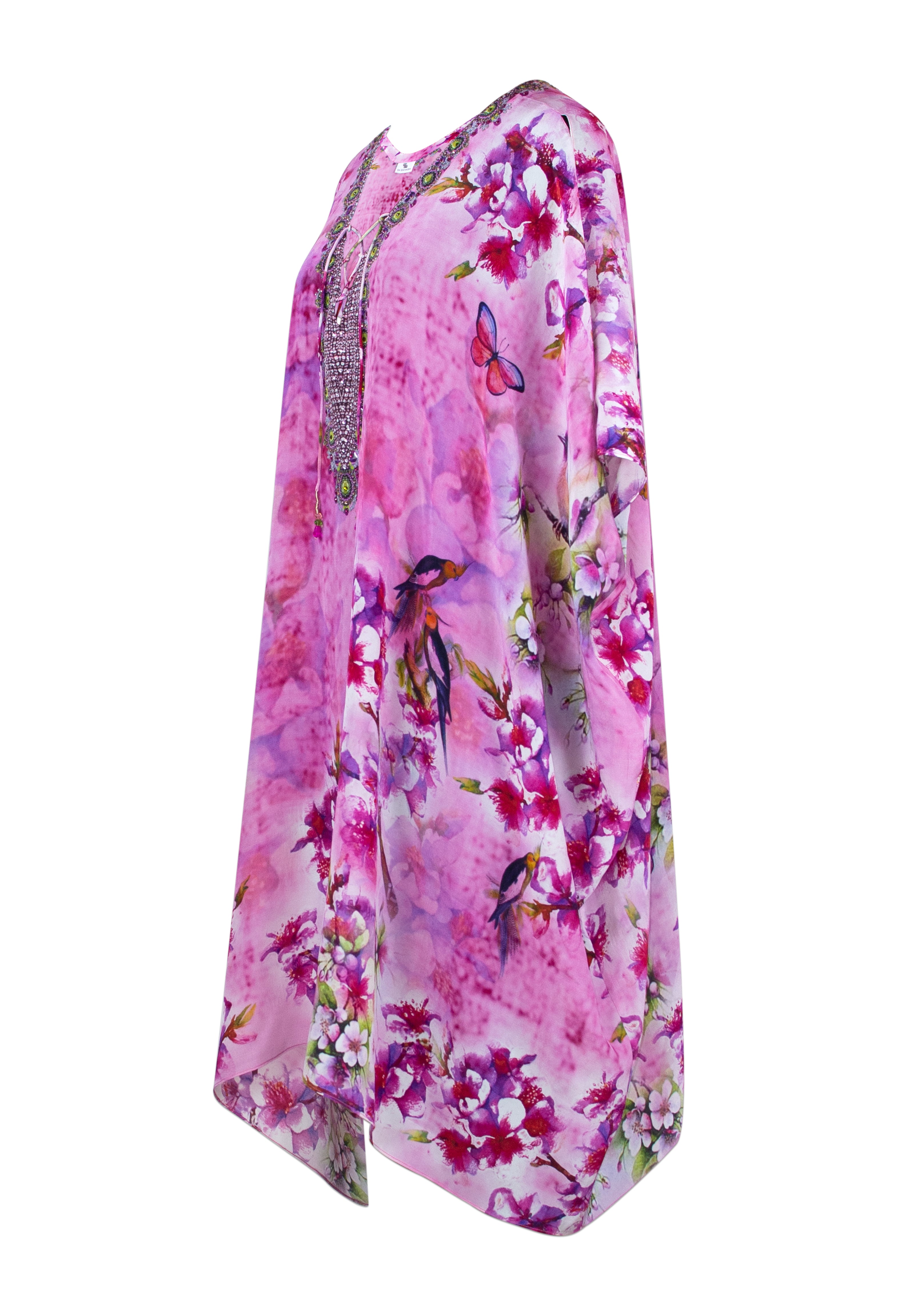 Sonya Short Silk Crepe Lace Up Kaftan - saisankoh