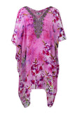 Sonya Short Silk Crepe Lace Up Kaftan