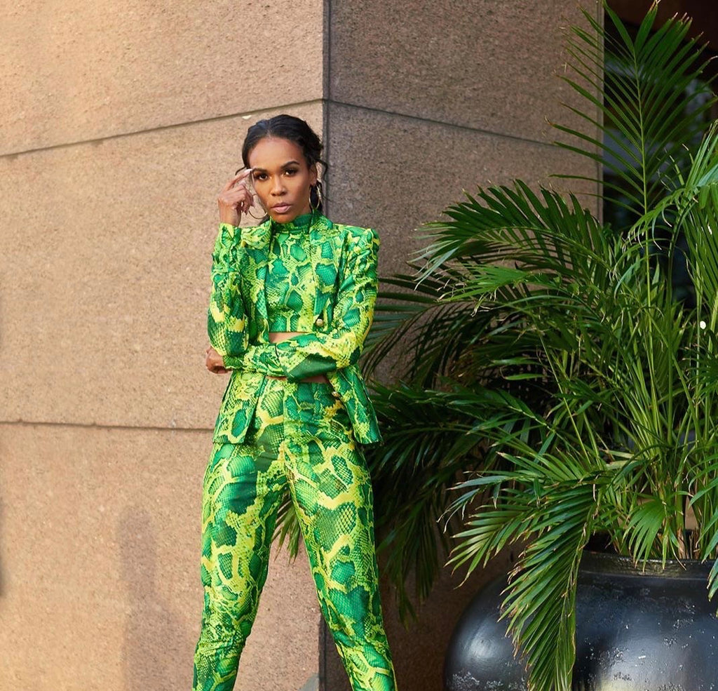 Michelle Williams Wearing Sai Sankoh Zendaya Suit at Essence Festival 2019