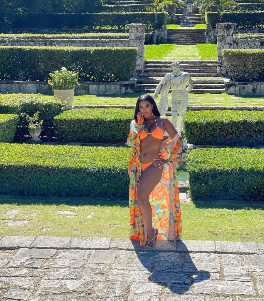 Real Housewives of Atlanta Porsha Williams Guobadia wearing Sai Sankoh angle print shirt dress