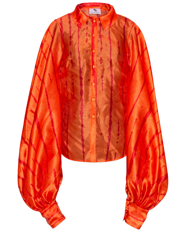 Orange Charlotte Blouse by Sai Sankoh, luxury resort blouse