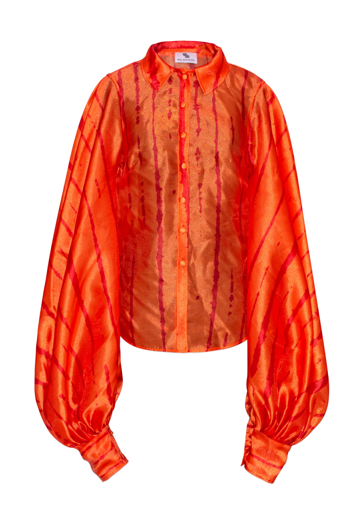 Orange Charlotte Blouse by Sai Sankoh, luxury resort blouse