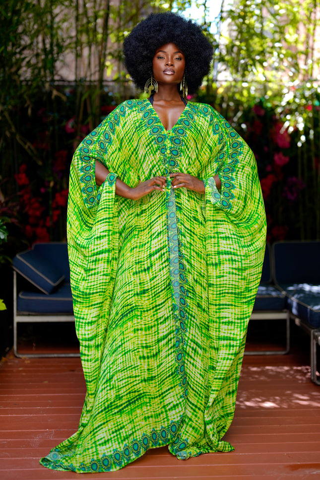 Allegra Goddess Kaftan by Sai Sankoh, luxury resort kaftan