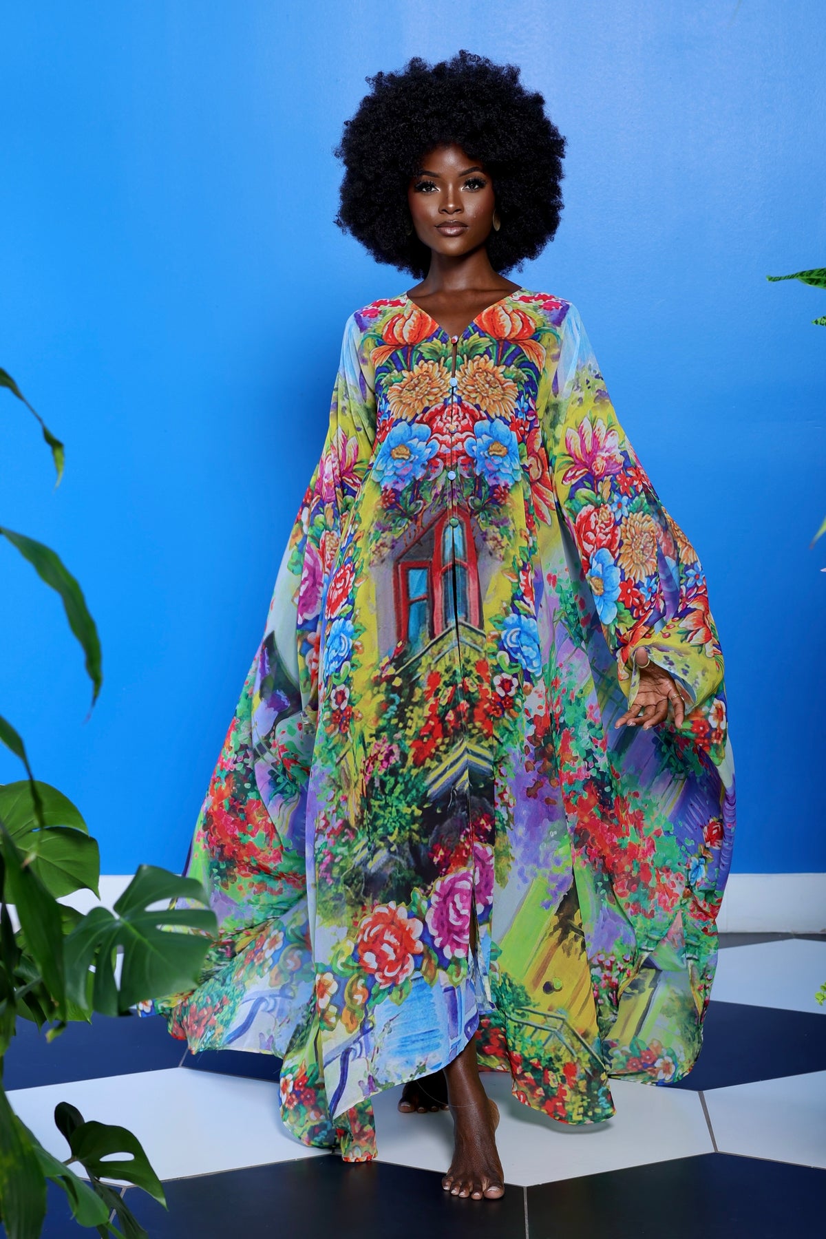 Sicily Goddess Kaftan by Sai Sankoh, luxury resort kaftan