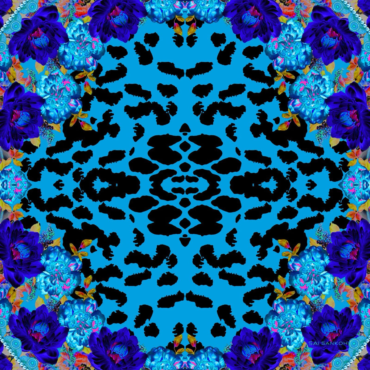 Blue Jezebel Scarf by Sai Sankoh, luxury resort scarf