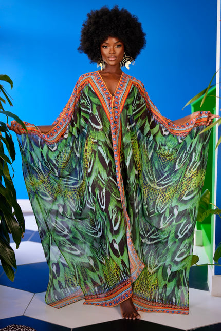 Brazil Goddess Kaftan by Sai Sankoh, luxury resort kaftan