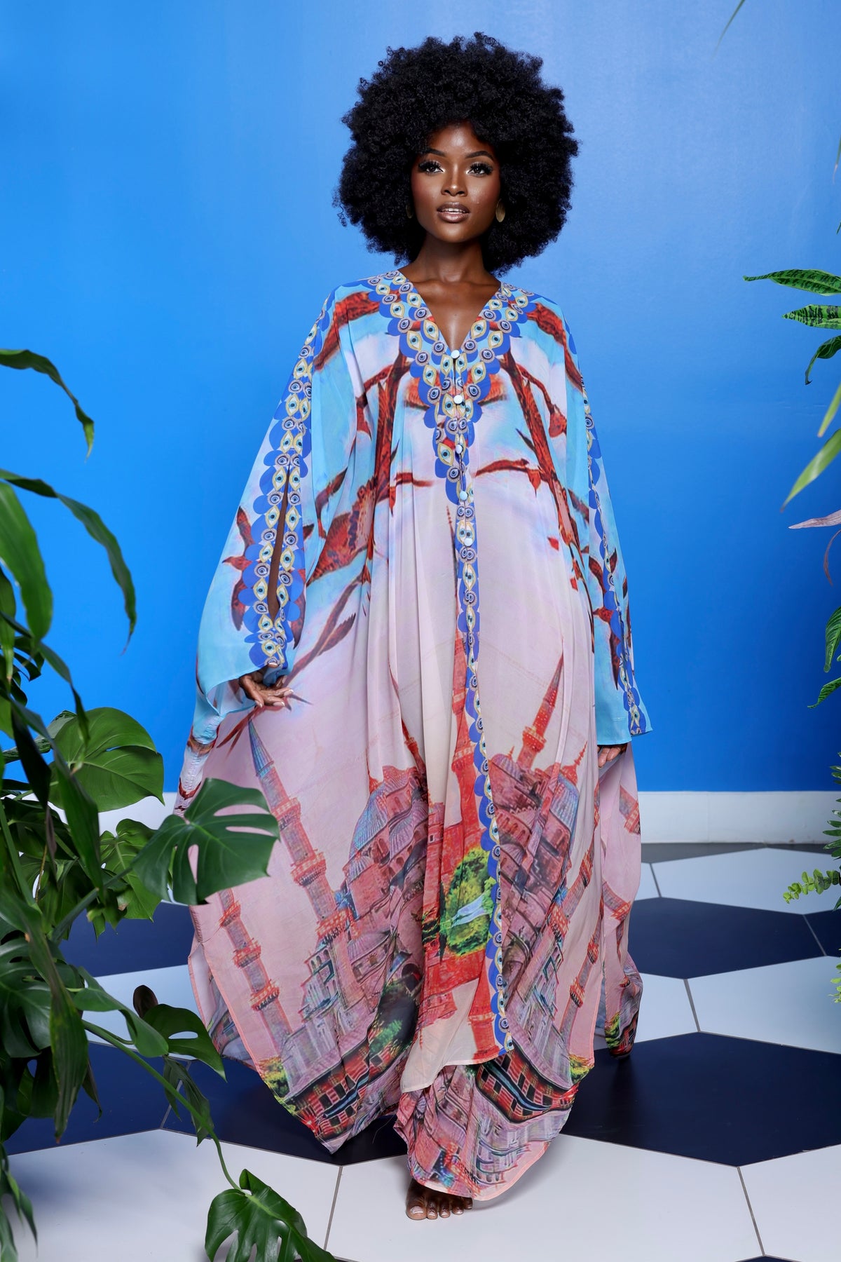 Istanbul Goddess Kaftan by Sai Sankoh, luxury resort kaftan