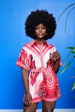 Keva Shorts by Sai Sankoh, print shirt and short set
