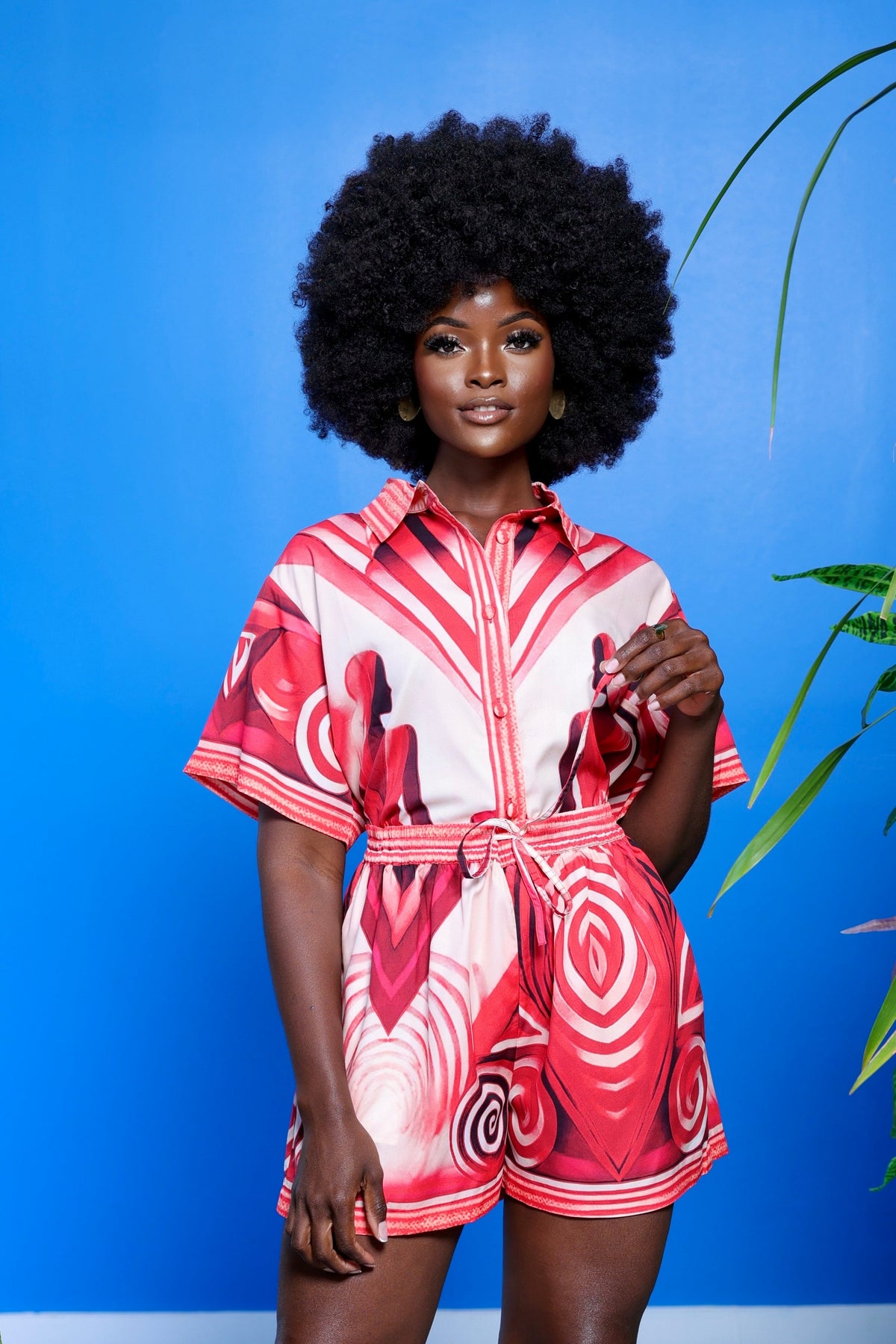 Keva Shorts by Sai Sankoh, print shirt and short set