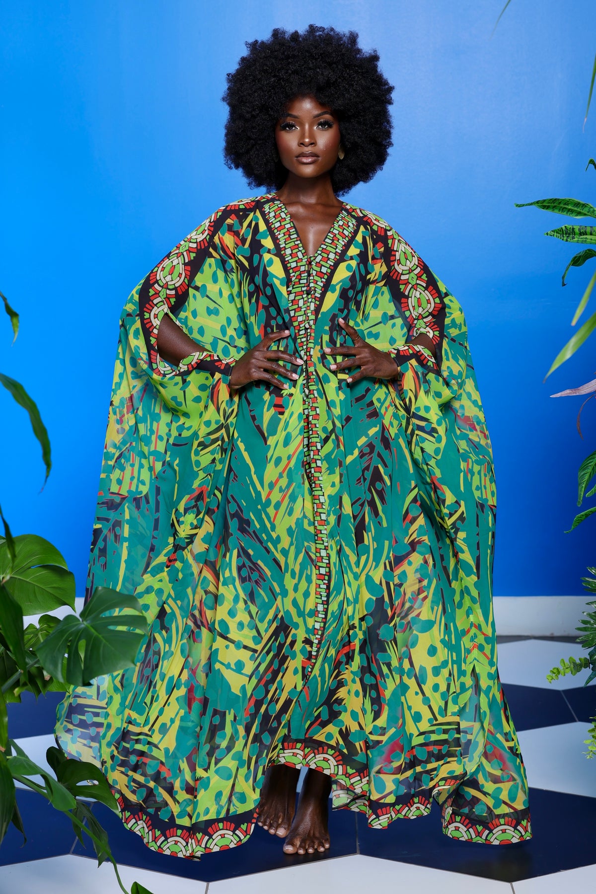 Nella Goddess kaftan by Sai Sankoh, luxury resort kaftan
