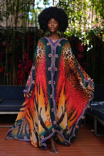 Senegalese Goddess Kaftan by Sai Sankoh, luxury resort kaftan