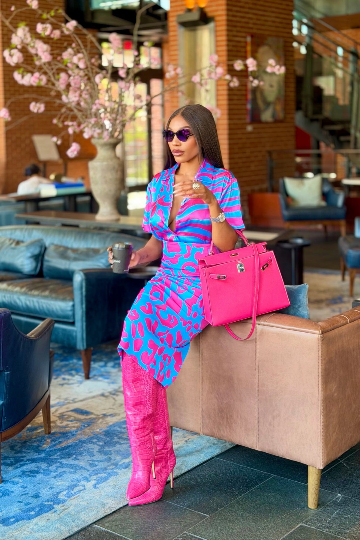 Bubble Gum Button Up Shirt by Sai Sankoh, luxury resort blouse