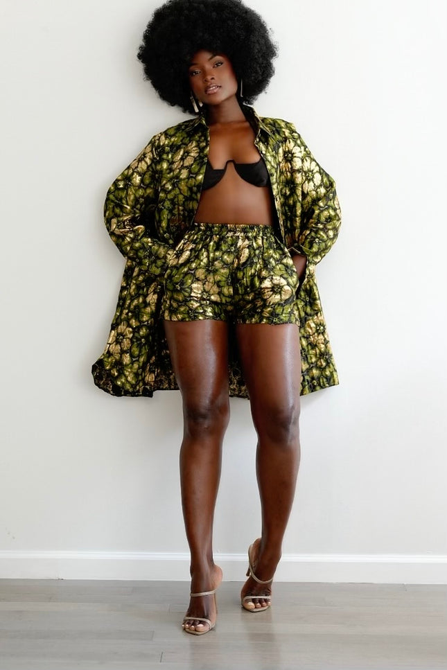 Sloan Shorts in Green by Sai Sankoh — view 2