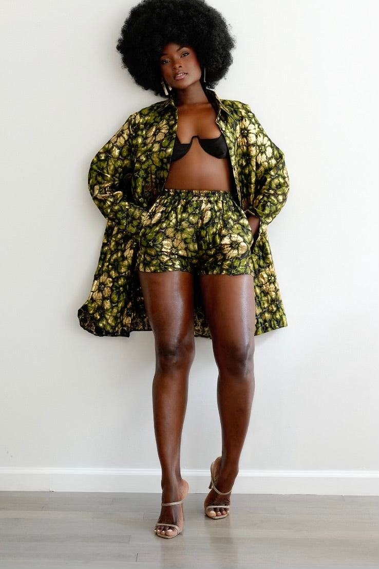 Sloan Shorts in Green by Sai Sankoh — view 2