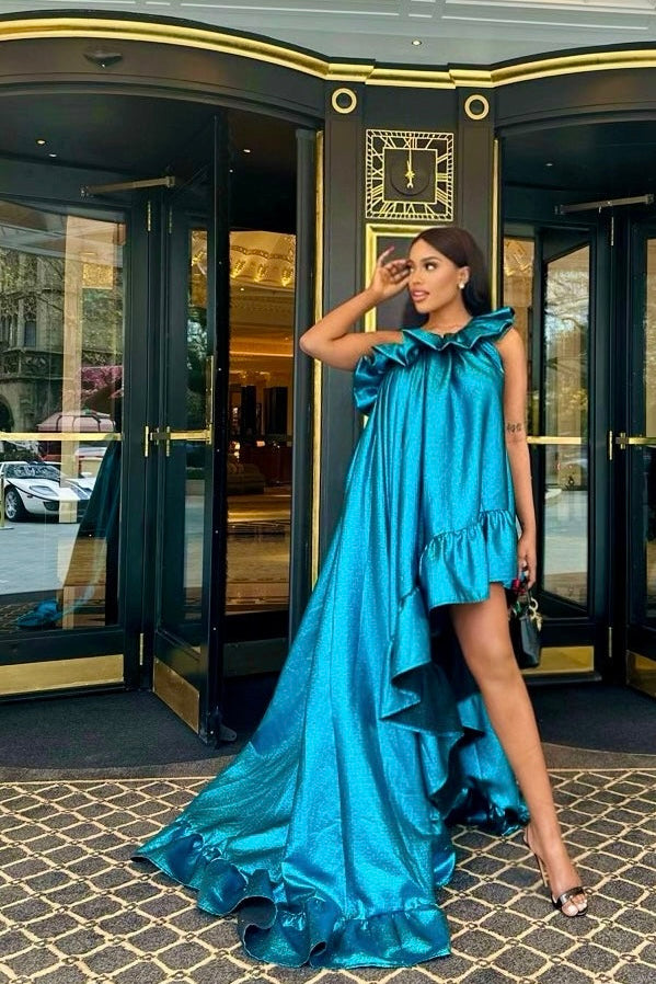 Metallic Blue Selma Ruffle Dress by Sai Sankoh — view 2