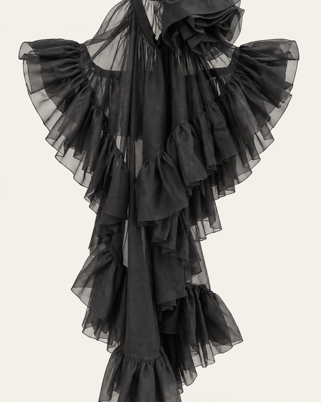 Black Earlene Ruffle Top