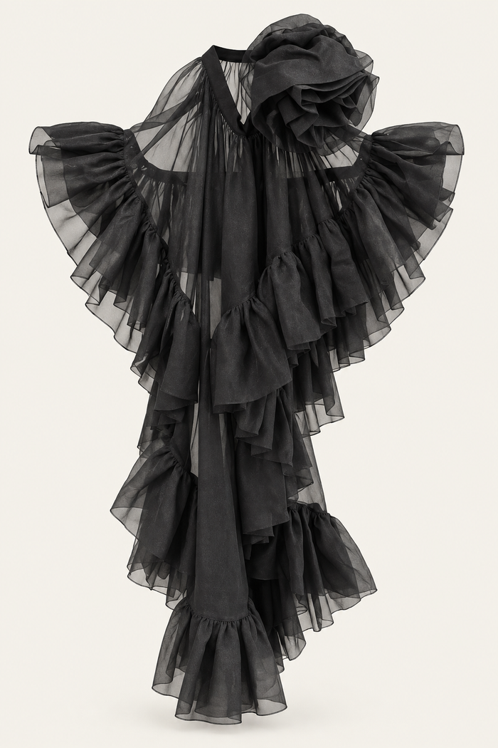 Black Earlene Ruffle Top