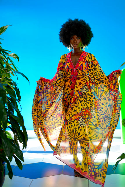 Tristan Goddess kaftan by Sai Sankoh, luxury resort kaftan