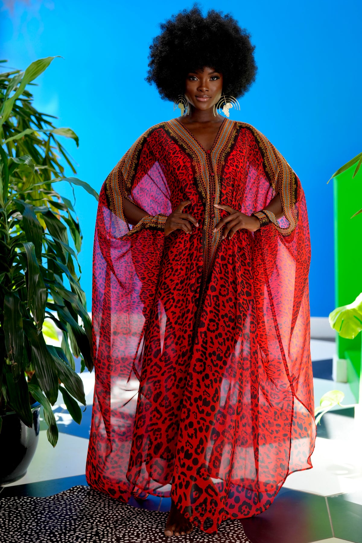 Valencia Goddess Kaftan by Sai Sankoh, luxury resort kaftan
