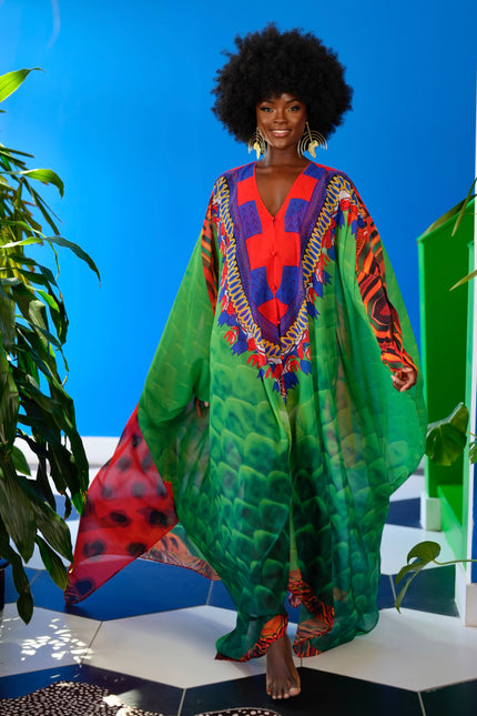 Alejandra Goddess kaftan by Sai Sankoh, luxury resort kaftan
