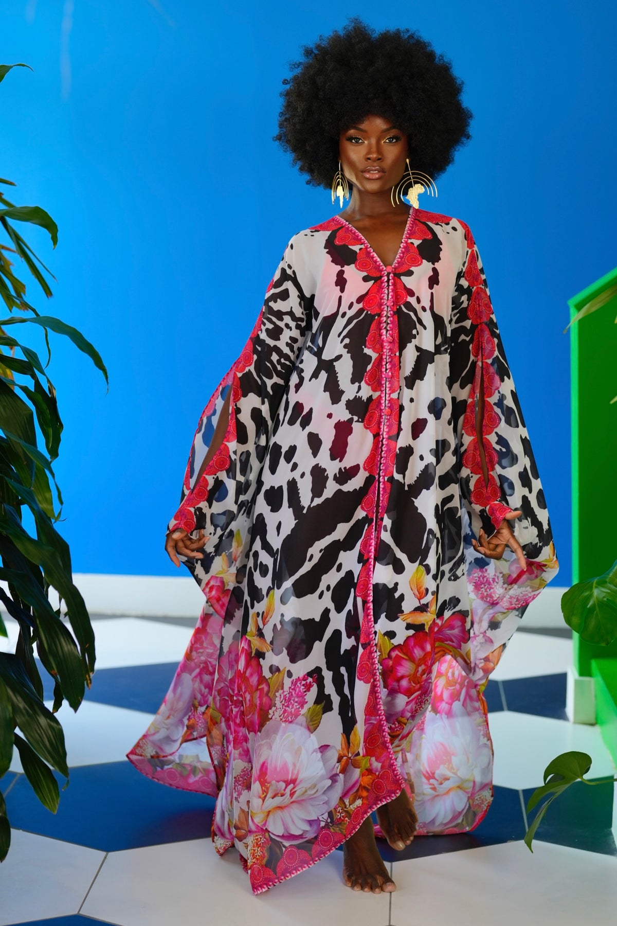 Shiba Goddess kaftan by Sai Sankoh, luxury resort kaftan