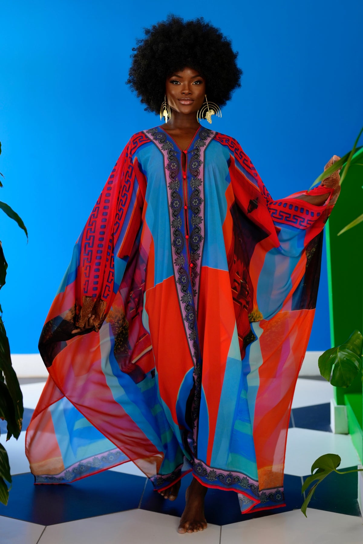 Xiomara Goddess Kaftan by Sai Sankoh, luxury resort kaftan