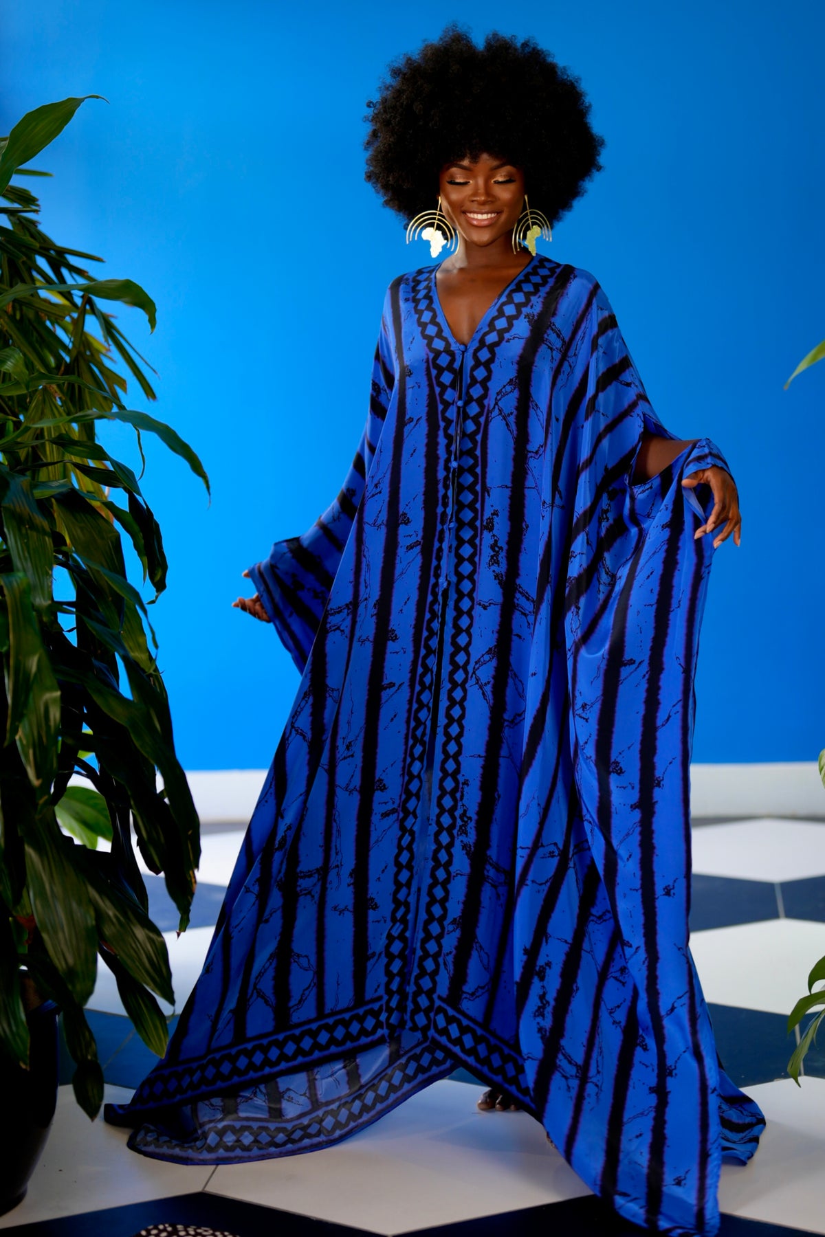 Blue Eloise Goddess Kaftan by Sai Sankoh — view 6