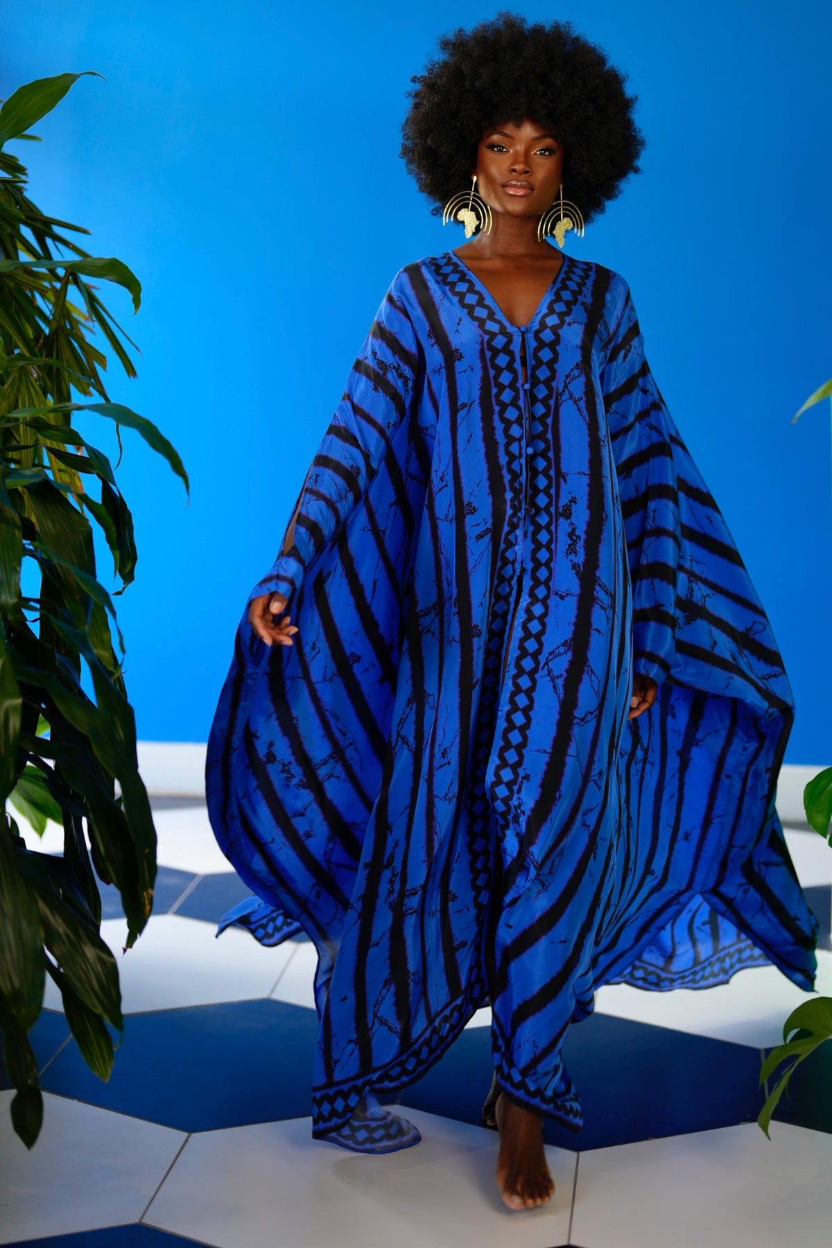 Blue Eloise Goddess Kaftan by Sai Sankoh — view 7
