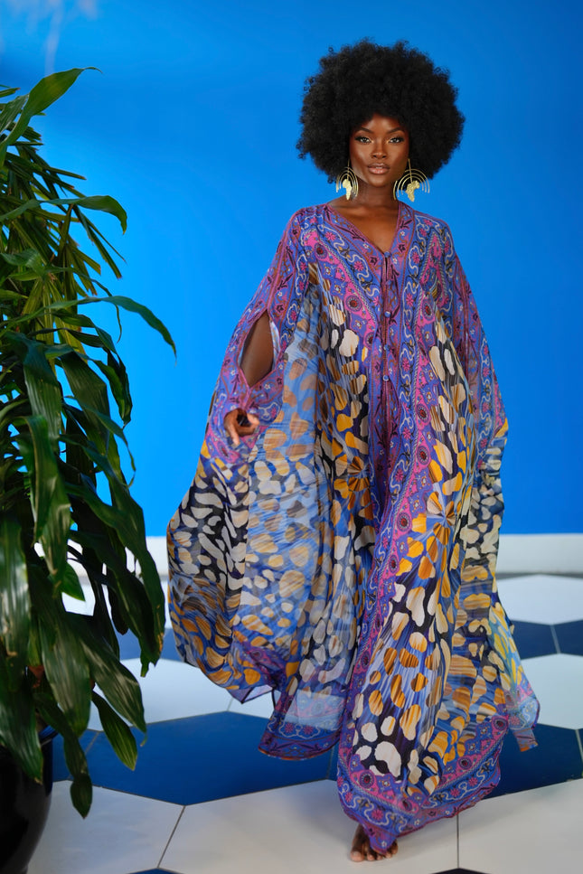 Dora Goddess Kaftan by Sai Sankoh, luxury resort kaftan