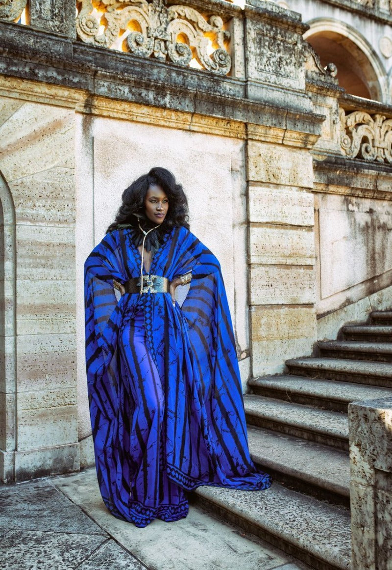 Blue Eloise Goddess Kaftan by Sai Sankoh — view 3