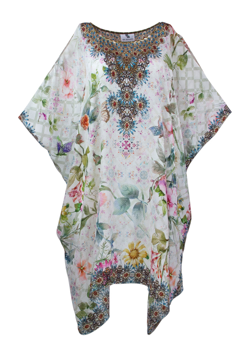 Gloria Short Silk Crepe Kaftan - saisankoh